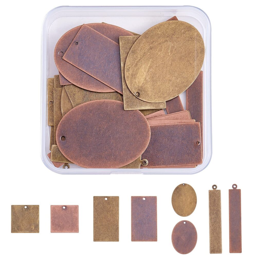 5774 40 Pieces Metal Tags Charm Pendant Brass Stamping Blank Tag Pendants